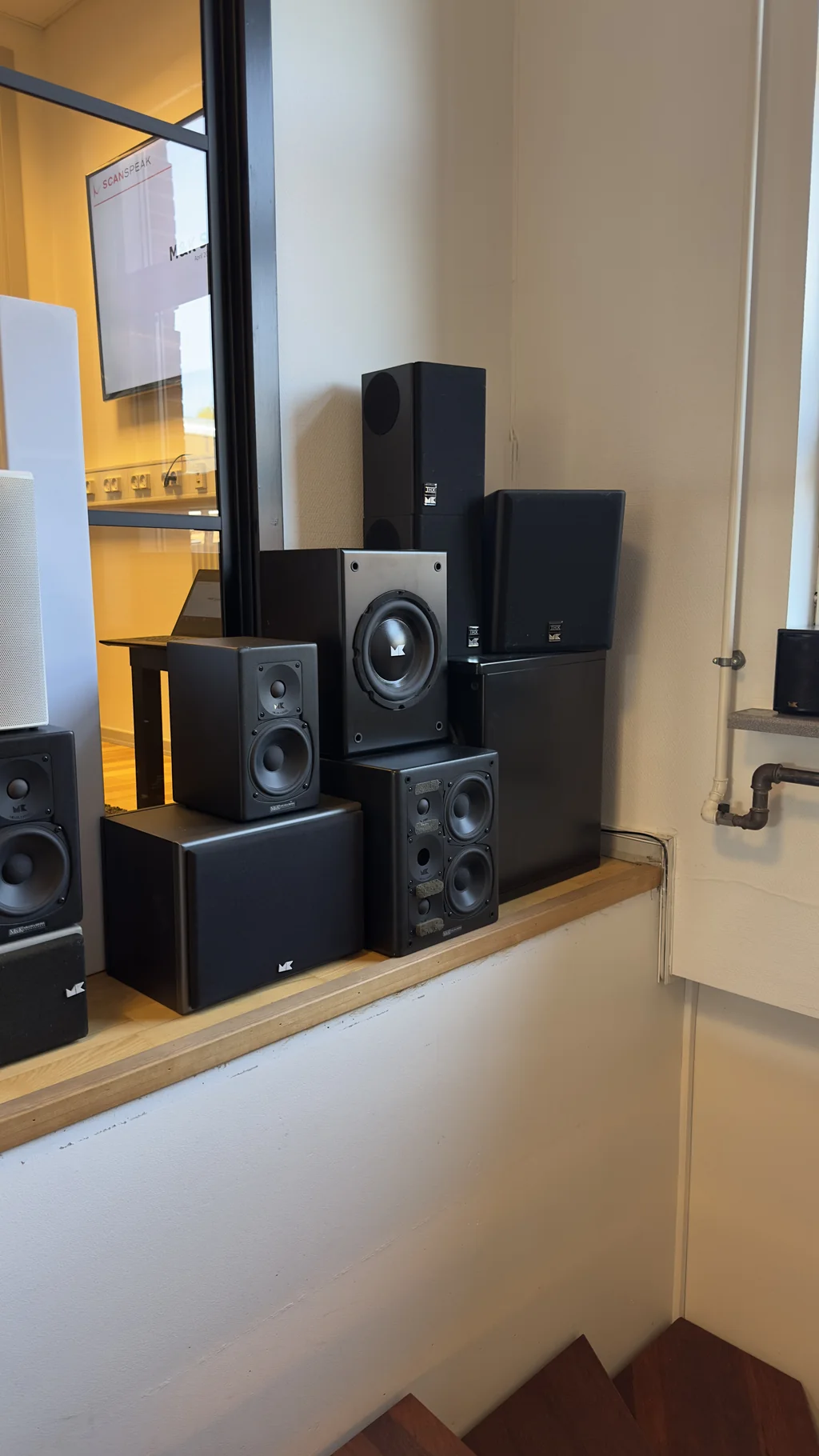 M&K Sound THX monitor and subwoofer stack in the Copenhagen demonstration room