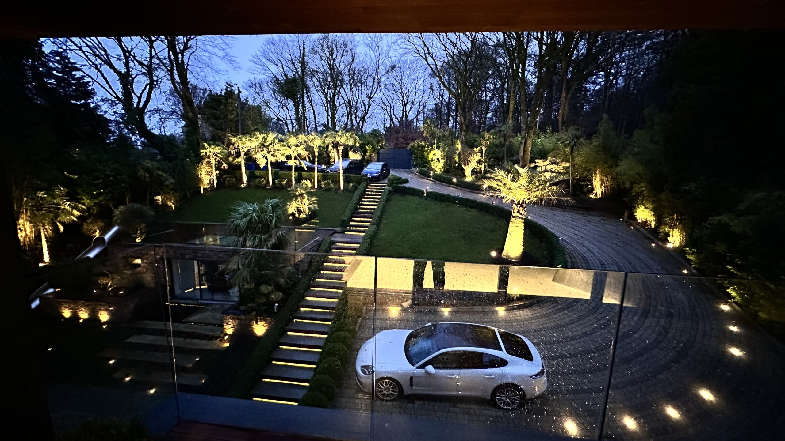 Outdoor lighting picture. Lutron lighting system